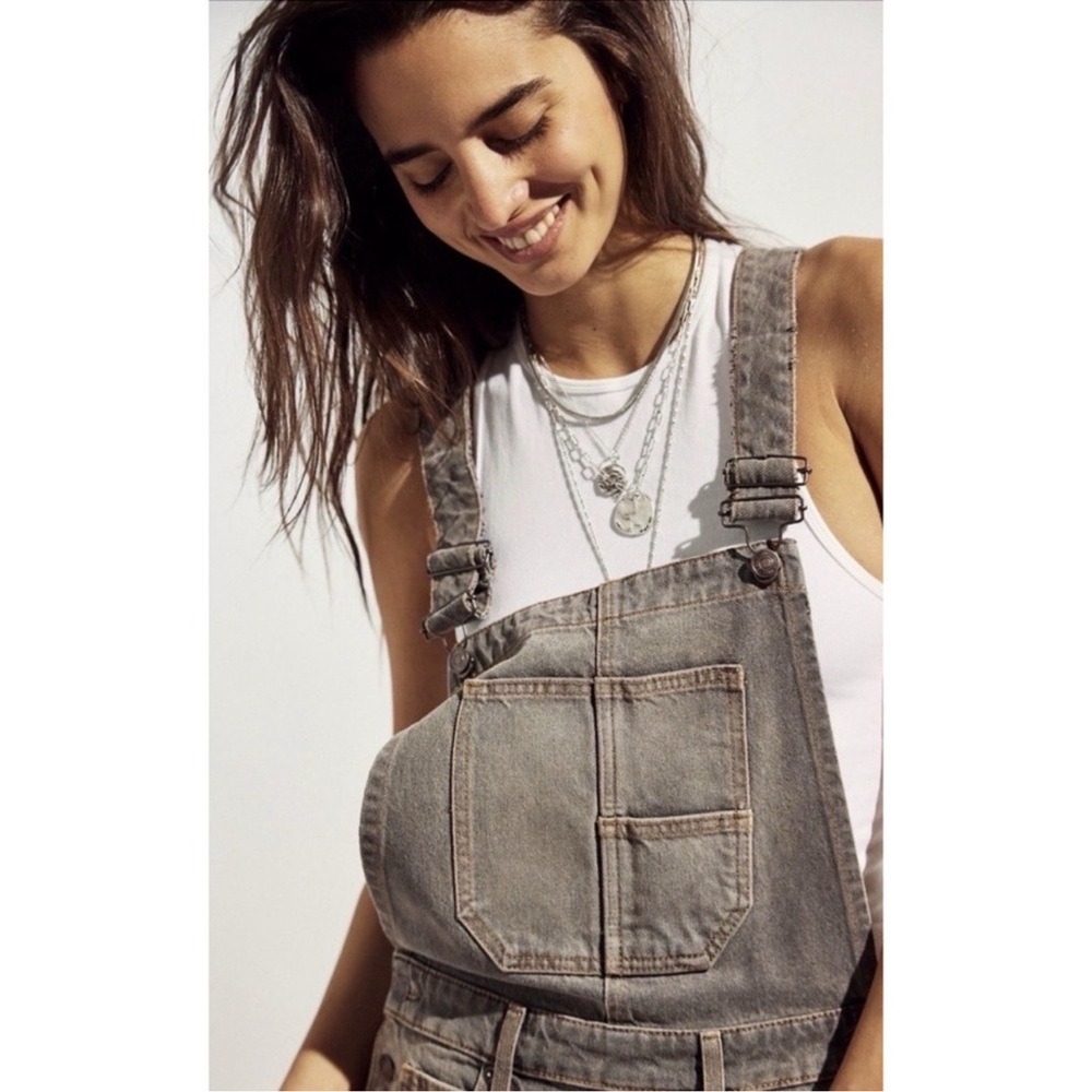 We The Free by Free People Good Luck Barrel Overalls, Archive Gray, NWT, XL - Picture 2 of 5
